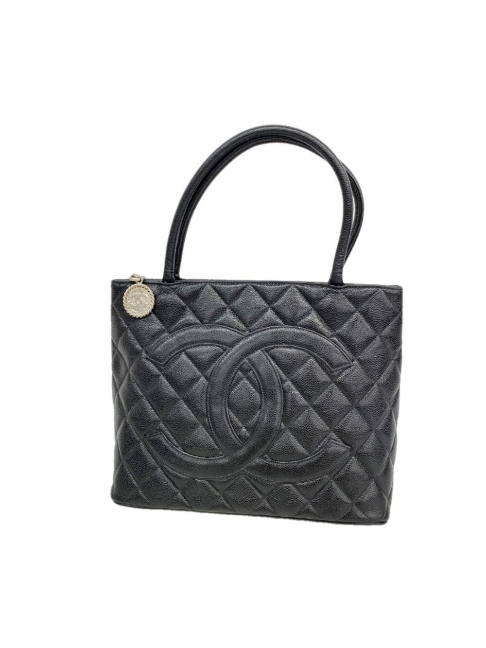Chanel Tote Bag Reissue Caviar Leather Black Silver